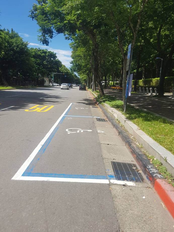 Handicapped parking space with P02 parking sensor